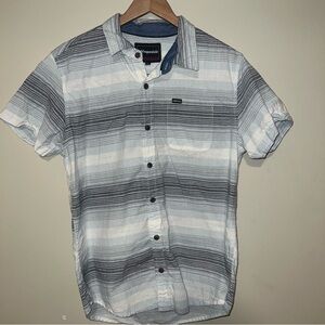 Aeropostale Men's Blue and Gray Striped Shirt